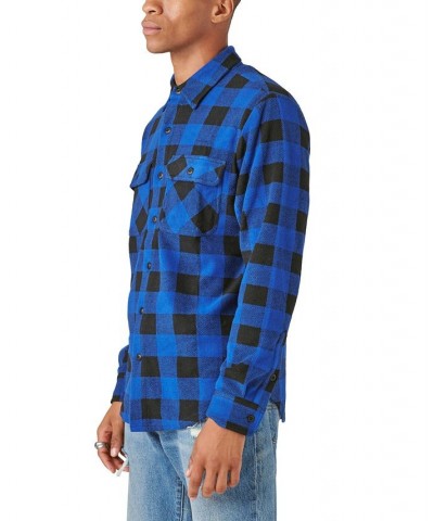 Men's Buffalo Plaid Long Sleeves Knit Shirt Blue Multi $35.60 Shirts