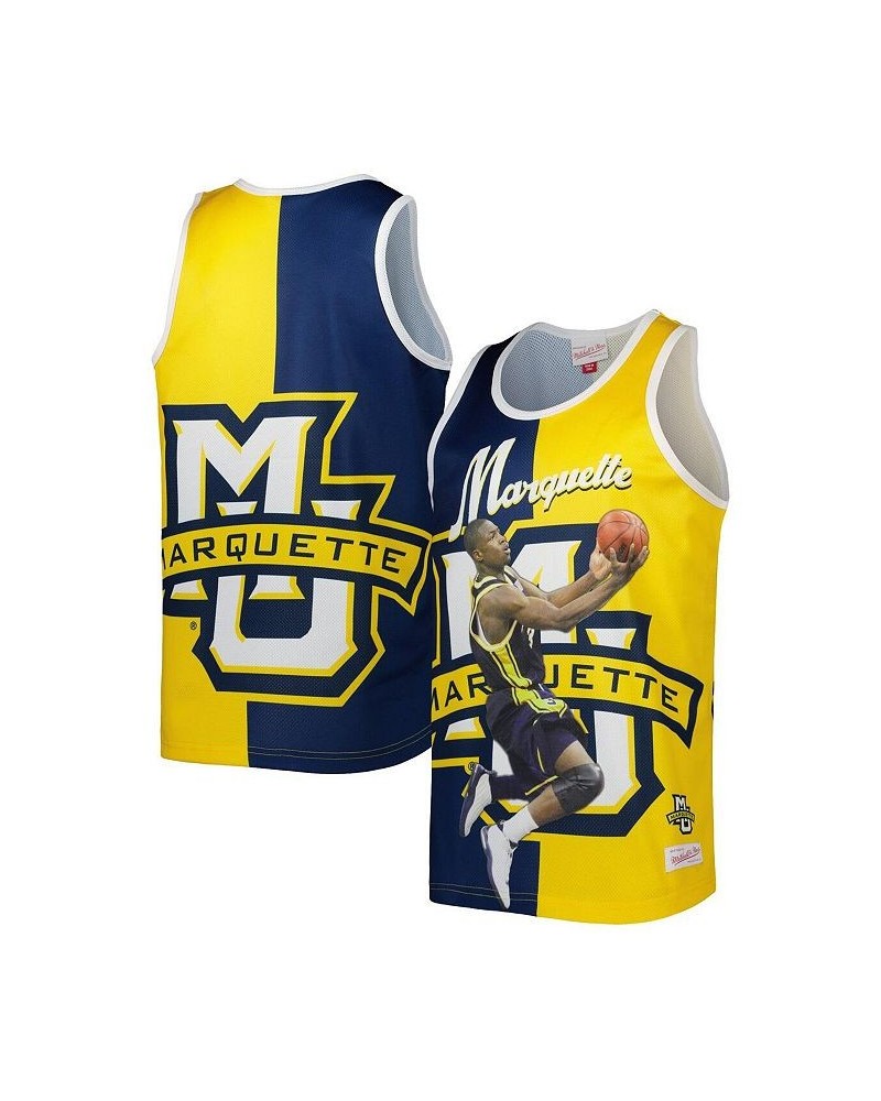 Men's Dwyane Wade Blue, Gold Marquette Golden Eagles Sublimated Player Tank Top $40.85 T-Shirts