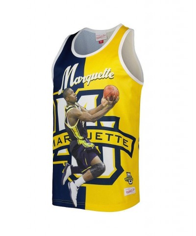 Men's Dwyane Wade Blue, Gold Marquette Golden Eagles Sublimated Player Tank Top $40.85 T-Shirts