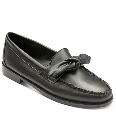 Women's Venetian Bow Loafers Black $59.20 Shoes