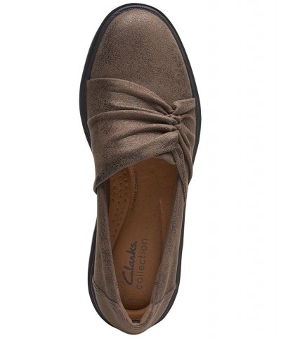 Women's Calla Style Ruched Slip-On Flats Brown $38.15 Shoes