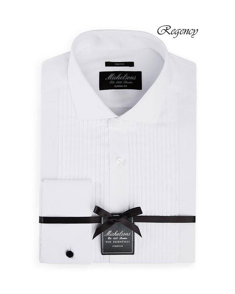 of London Men's Classic/Regular Fit Stretch Pleated Bib French Cuff Tuxedo Shirt White $23.63 Dress Shirts