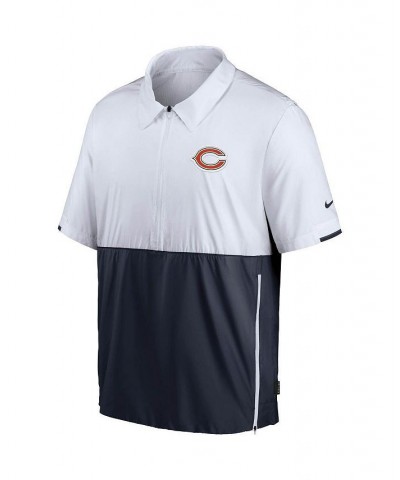 Men's White and Navy Chicago Bears Sideline Coaches Half-Zip Short Sleeve Jacket $36.80 Jackets