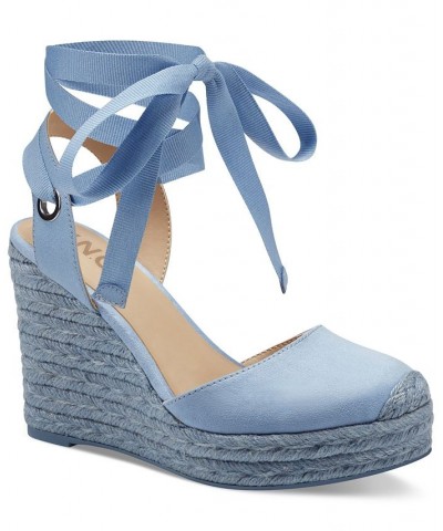 Women's Maisie Lace-Up Espadrille Wedge Sandals Blue $39.75 Shoes