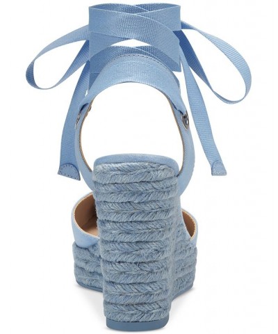 Women's Maisie Lace-Up Espadrille Wedge Sandals Blue $39.75 Shoes