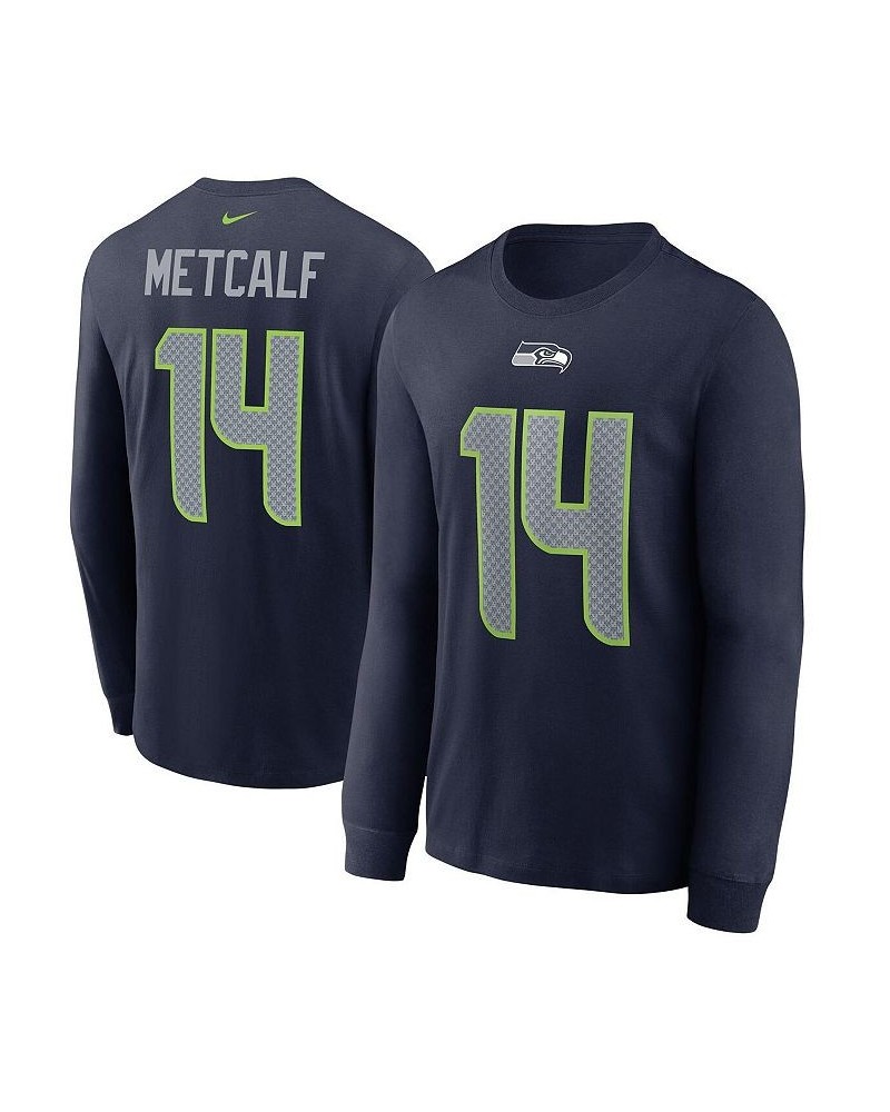 Men's DK Metcalf Navy Seattle Seahawks Player Name Number Long Sleeve T-shirt $25.36 T-Shirts