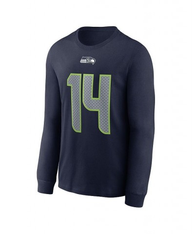 Men's DK Metcalf Navy Seattle Seahawks Player Name Number Long Sleeve T-shirt $25.36 T-Shirts