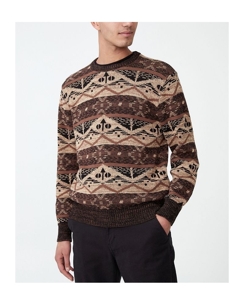 Men's Vintage-like Knit Sweater Brown $15.95 Sweaters