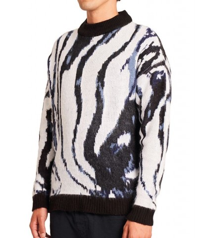 Men's Intarsia Wave Pattern Sweater Black $27.26 Sweaters