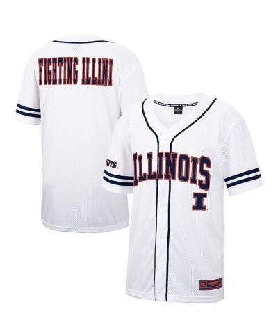 Men's White and Navy Illinois Fighting Illini Free Spirited Baseball Jersey $31.50 Jersey