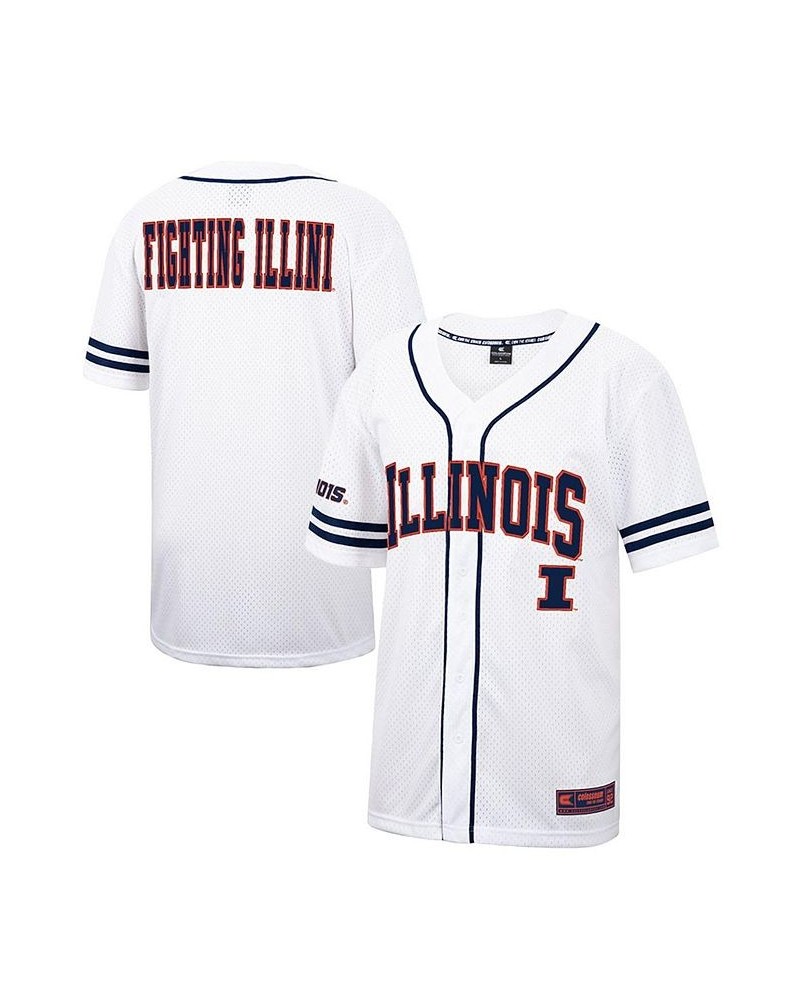 Men's White and Navy Illinois Fighting Illini Free Spirited Baseball Jersey $31.50 Jersey