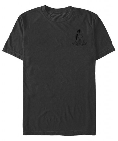 Men's Vintage-Like Line Eeyore Short Sleeve Crew T-shirt Gray $19.59 T-Shirts