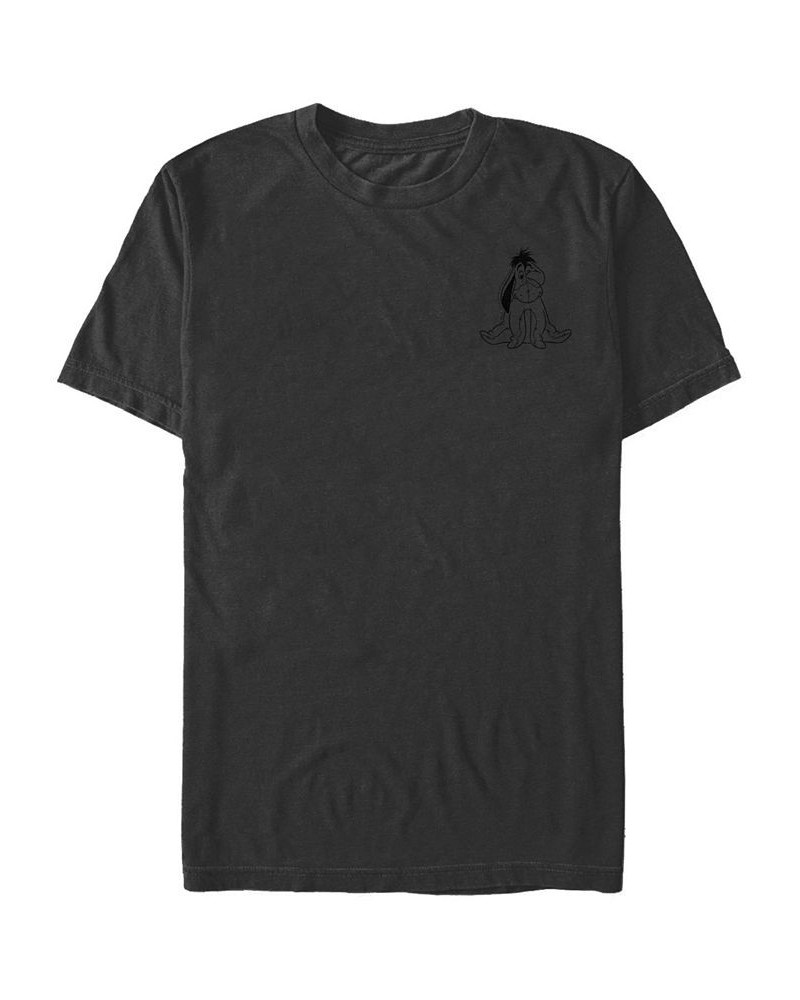 Men's Vintage-Like Line Eeyore Short Sleeve Crew T-shirt Gray $19.59 T-Shirts