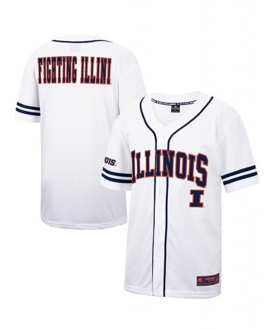 Men's White and Navy Illinois Fighting Illini Free Spirited Baseball Jersey $31.50 Jersey