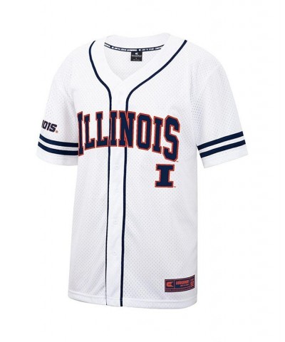 Men's White and Navy Illinois Fighting Illini Free Spirited Baseball Jersey $31.50 Jersey