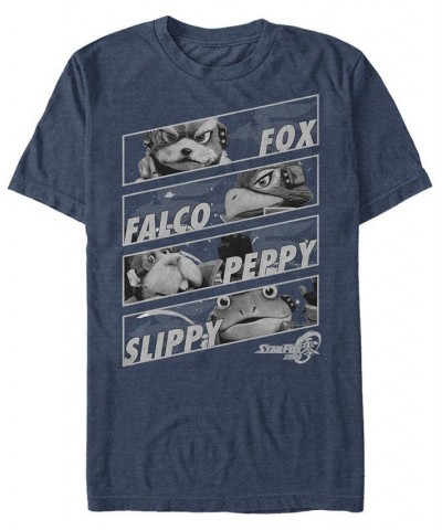 Nintendo Men's Star Fox Team Group Panels Short Sleeve T-Shirt Blue $16.45 T-Shirts