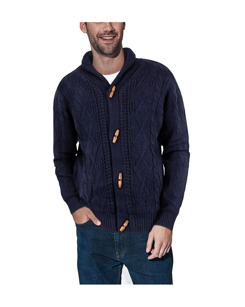 Men's Shawl Collar Cable Knit Cardigan Light Gray $32.99 Sweaters