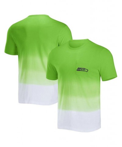 Men's NFL x Darius Rucker Collection by Neon Green and White Seattle Seahawks Dip Dye Pocket T-shirt $23.04 T-Shirts