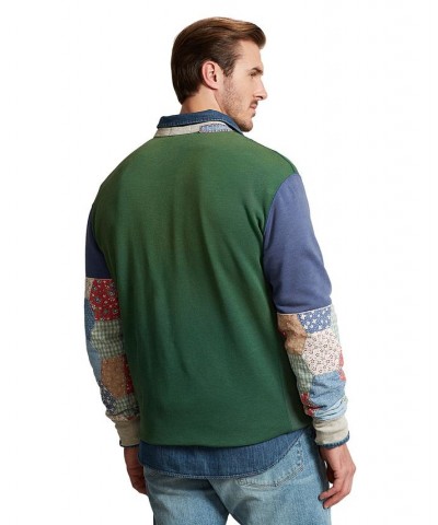 Men's Big & Tall Flag Patchwork-Sleeve Fleece Sweatshirt Green $59.04 Sweatshirt