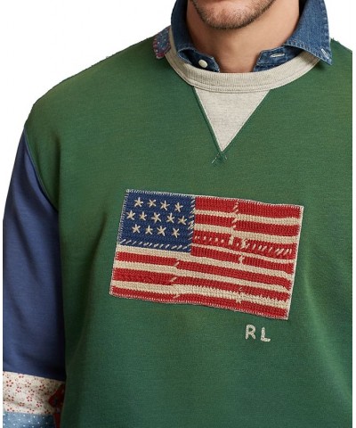 Men's Big & Tall Flag Patchwork-Sleeve Fleece Sweatshirt Green $59.04 Sweatshirt