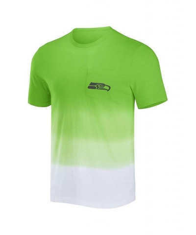 Men's NFL x Darius Rucker Collection by Neon Green and White Seattle Seahawks Dip Dye Pocket T-shirt $23.04 T-Shirts