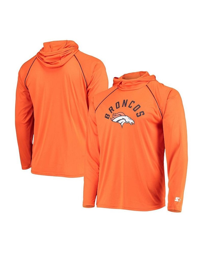 Men's Orange Denver Broncos Raglan Long Sleeve Hoodie T-shirt $28.60 T-Shirts