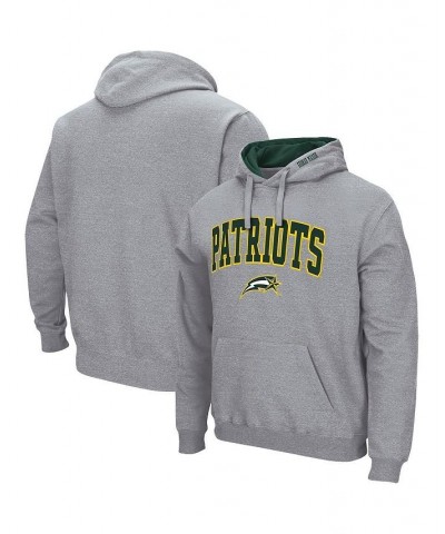 Men's Heathered Gray George Mason Patriots Arch and Logo 3.0 Pullover Hoodie $31.89 Sweatshirt