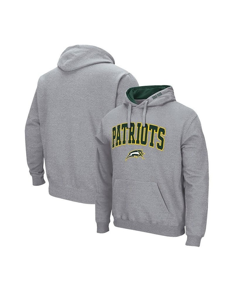 Men's Heathered Gray George Mason Patriots Arch and Logo 3.0 Pullover Hoodie $31.89 Sweatshirt