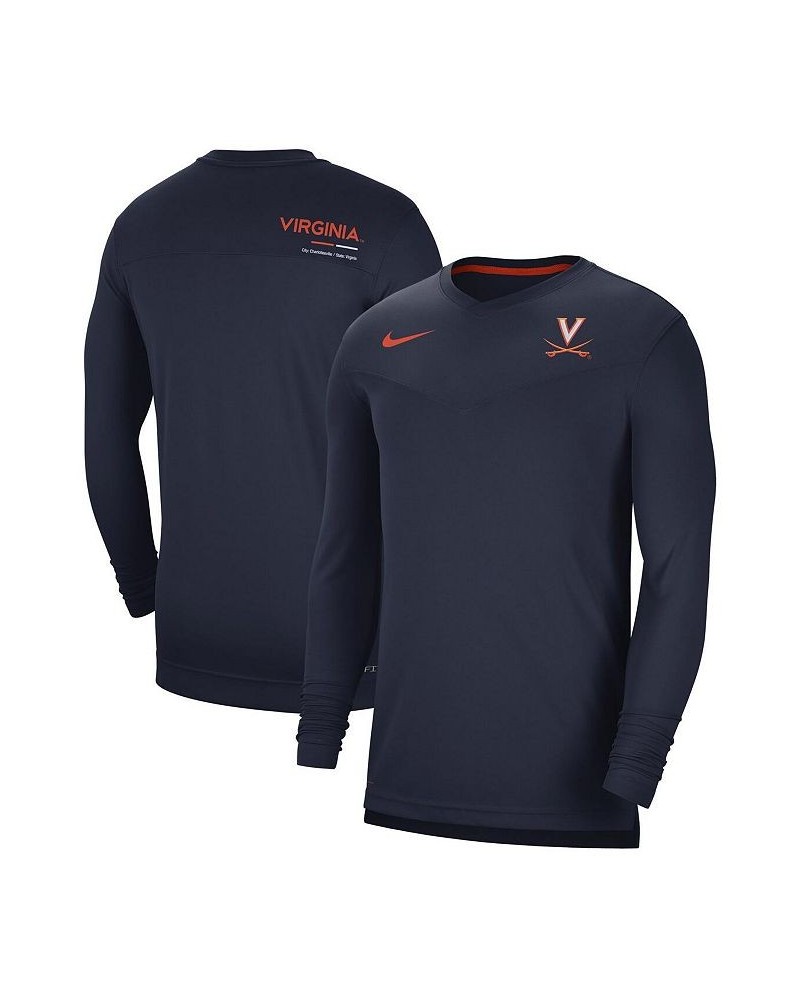 Men's Navy Virginia Cavaliers 2022 Coach Performance Long Sleeve V-Neck T-shirt $26.00 T-Shirts