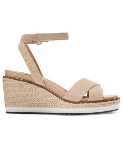 Women's Cloud Crisscross Espadrille Wedge Sandals Tan/Beige $61.25 Shoes