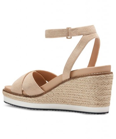 Women's Cloud Crisscross Espadrille Wedge Sandals Tan/Beige $61.25 Shoes