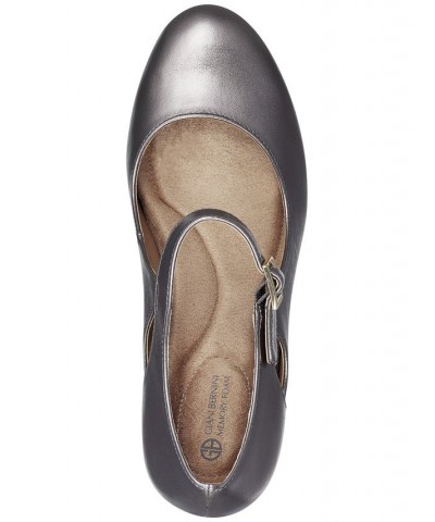 Velmah Memory Foam Mary Jane Pumps Silver $40.28 Shoes