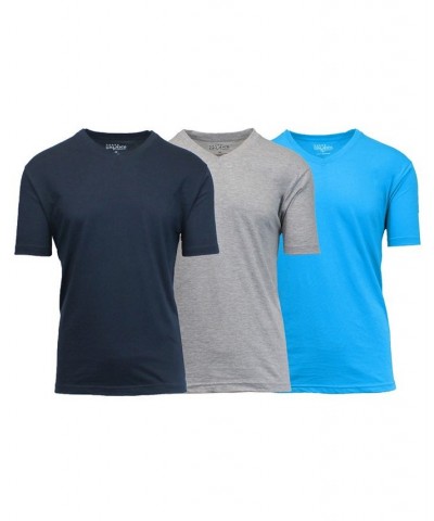 Men's Short Sleeve V-Neck T-shirt, Pack of 3 Navy-Heather Gray-Aqua Brown $23.20 T-Shirts