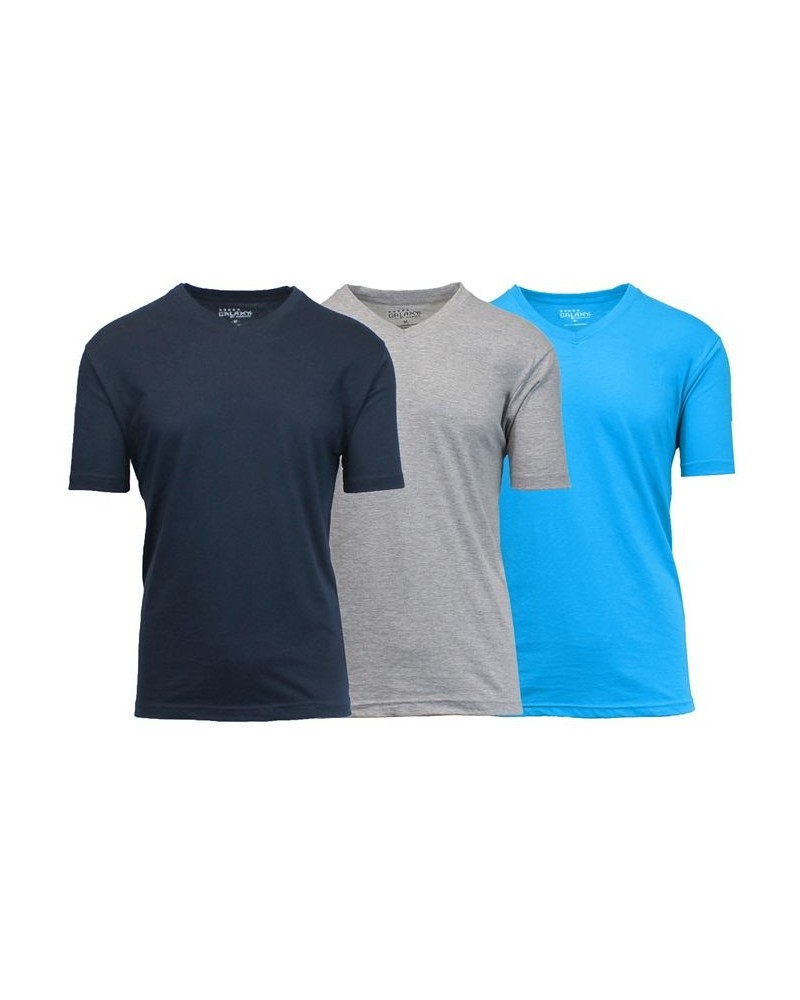 Men's Short Sleeve V-Neck T-shirt, Pack of 3 Navy-Heather Gray-Aqua Brown $23.20 T-Shirts