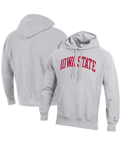 Men's Heathered Gray Iowa State Cyclones Team Arch Reverse Weave Pullover Hoodie $44.65 Sweatshirt