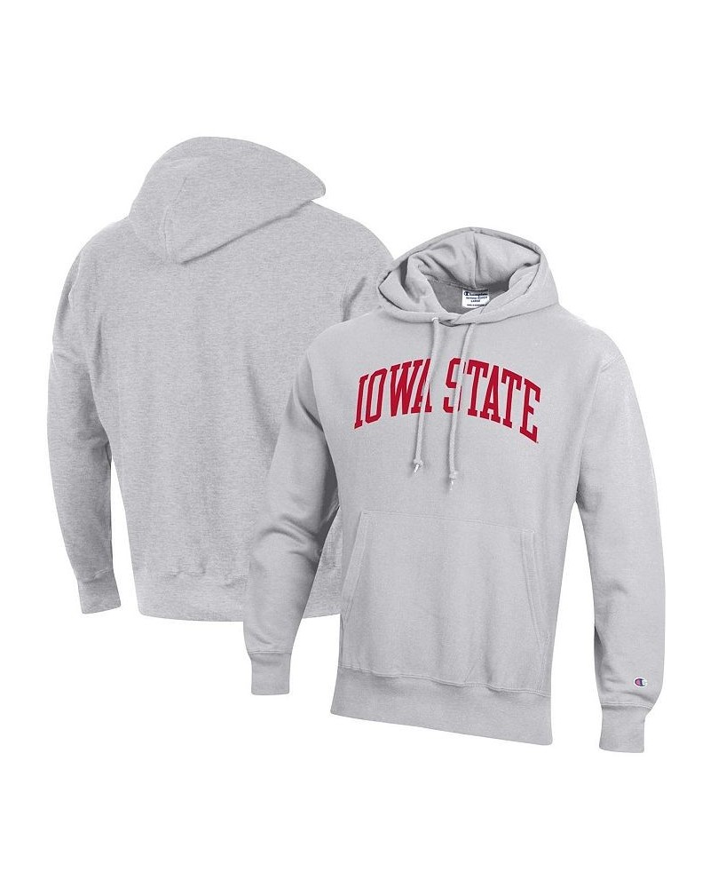 Men's Heathered Gray Iowa State Cyclones Team Arch Reverse Weave Pullover Hoodie $44.65 Sweatshirt