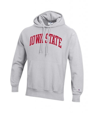 Men's Heathered Gray Iowa State Cyclones Team Arch Reverse Weave Pullover Hoodie $44.65 Sweatshirt