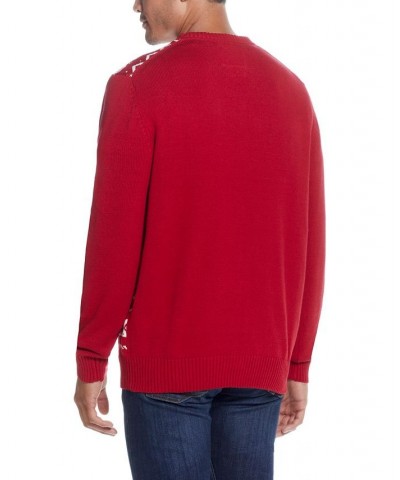 Men's Snowflake Crew Neck Sweater Red $15.88 Sweaters