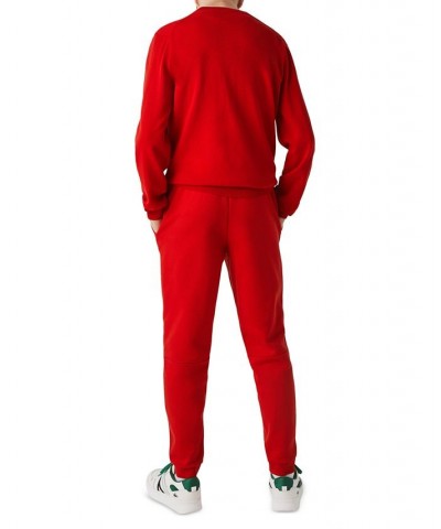 Men's Tapered-Fit Fleece Trackpants Red $46.80 Pants