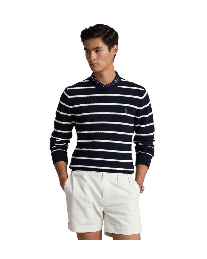 Men's Striped Mesh-Knit Cotton Sweater Multi $60.04 Sweaters