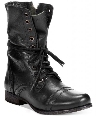 Women's Troopa Lace-up Combat Boots Black $43.19 Shoes