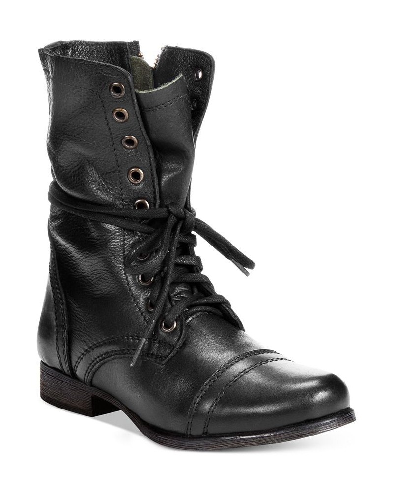 Women's Troopa Lace-up Combat Boots Black $43.19 Shoes