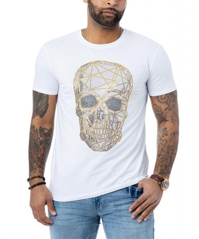 Men's 3D Polygon Skull Rhinestone T-shirt White $24.75 T-Shirts