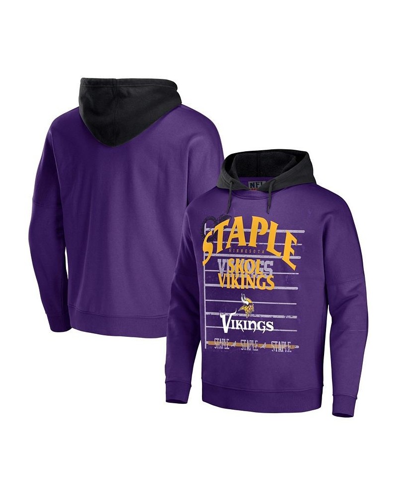 Men's NFL X Staple Purple Minnesota Vikings Oversized Gridiron Vintage-Like Wash Pullover Hoodie $39.41 Sweatshirt