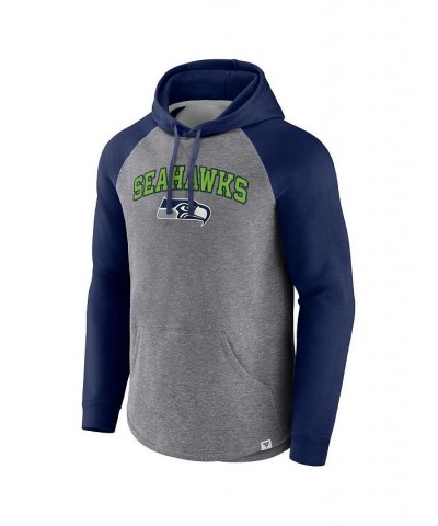 Men's Branded Heathered Gray, College Navy Seattle Seahawks By Design Raglan Pullover Hoodie $27.60 Sweatshirt