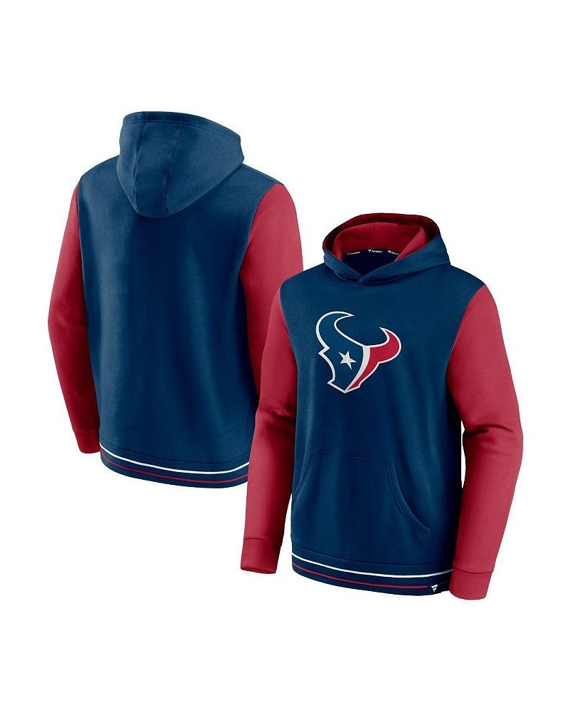 Men's Branded Navy and Red Houston Texans Block Party Pullover Hoodie $29.89 Sweatshirt