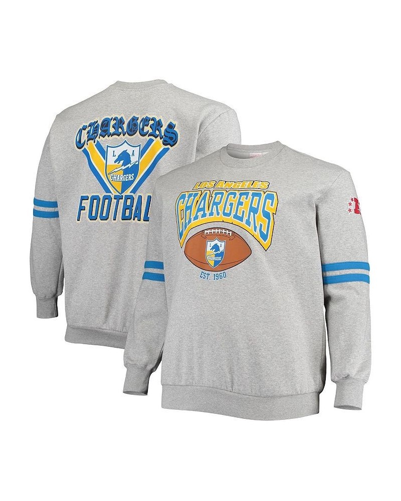 Men's Heathered Gray Los Angeles Chargers Big and Tall Allover Print Pullover Sweatshirt $45.50 Sweatshirt