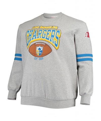 Men's Heathered Gray Los Angeles Chargers Big and Tall Allover Print Pullover Sweatshirt $45.50 Sweatshirt