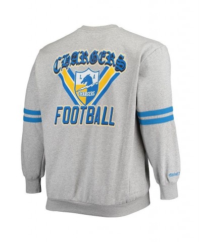 Men's Heathered Gray Los Angeles Chargers Big and Tall Allover Print Pullover Sweatshirt $45.50 Sweatshirt