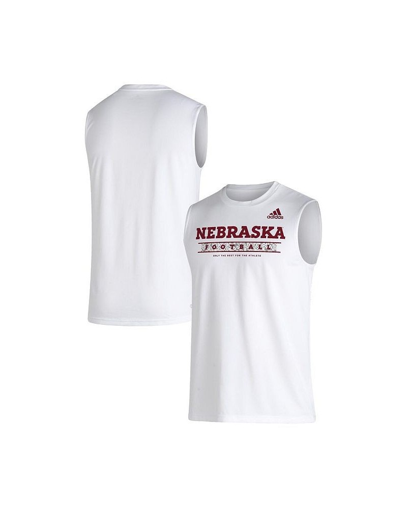 Men's White Nebraska Huskers Sideline Football Locker Creator AEROREADY Sleeveless T-shirt $19.35 T-Shirts